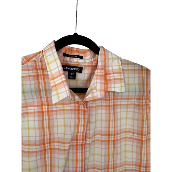 Land's End Button Up Shirt‎ Top Womens Size 18P Plaid Cowboy Cowgirl Western - Picture 3 of 8
